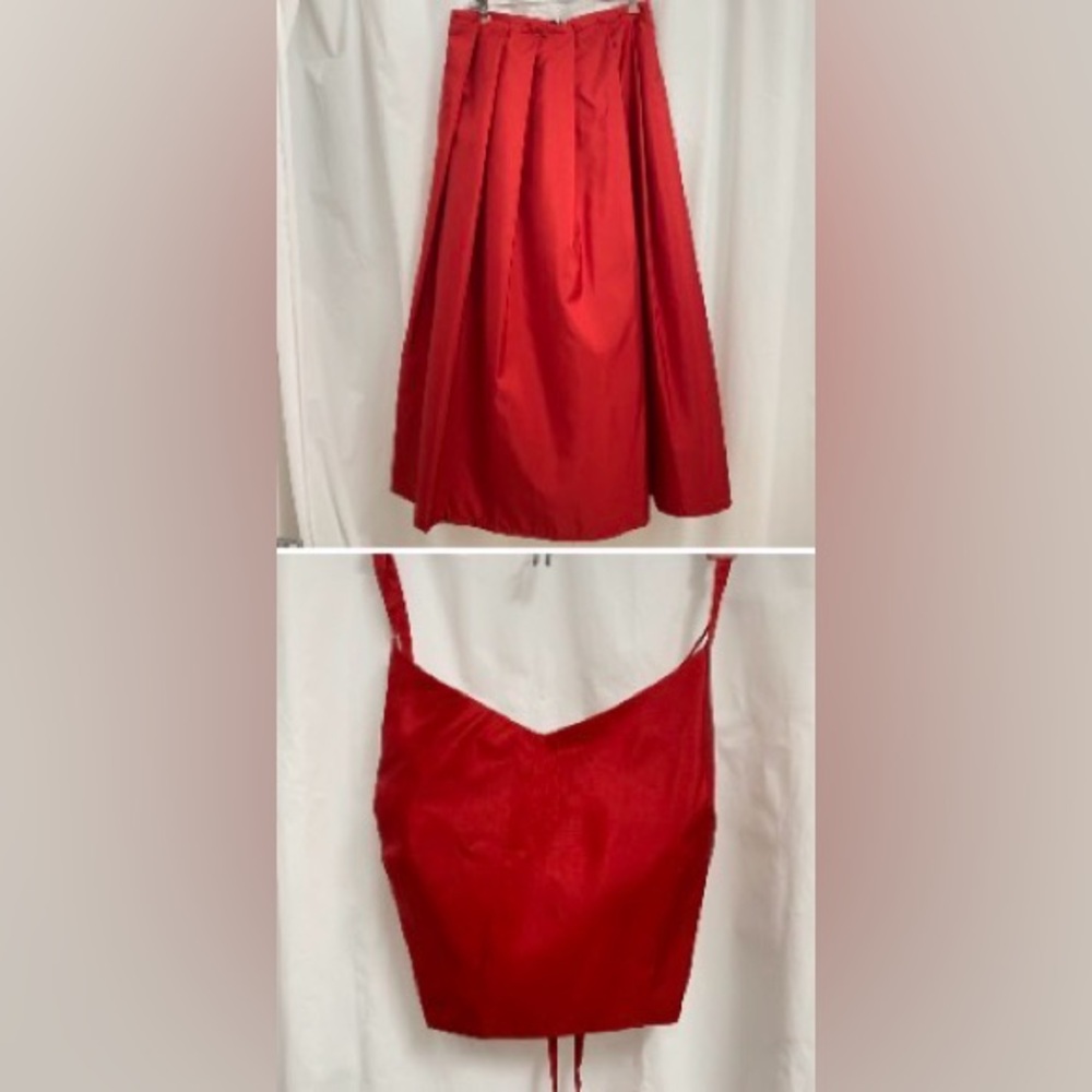 The Limited Red Satin Two-Piece Cami/Skirt Set